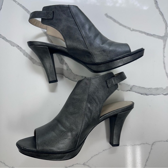 Naturalizer Distant Metalic Charcoal Peep-Toe Heels Size 9 - Picture 2 of 10